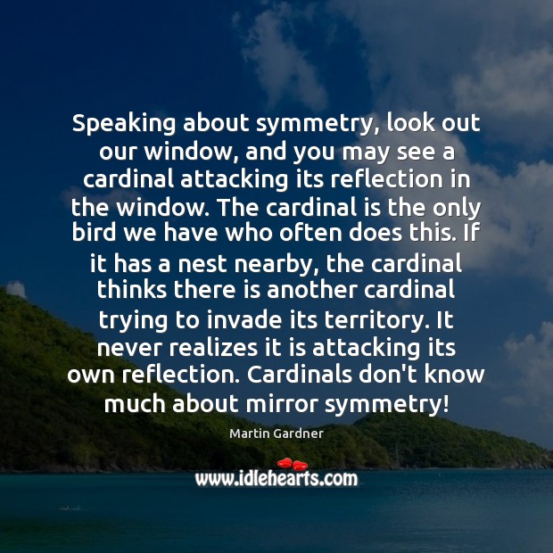 Speaking about symmetry, look out our window, and you may see a Martin Gardner Picture Quote