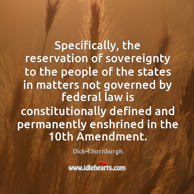 Specifically, the reservation of sovereignty to the people of the states in matters Image