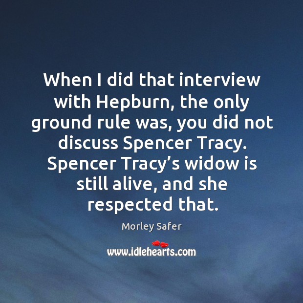 Spencer tracy’s widow is still alive, and she respected that. Image
