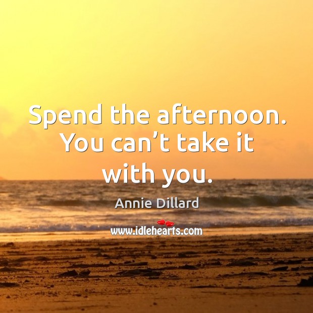 Spend the afternoon. You can’t take it with you. Annie Dillard Picture Quote