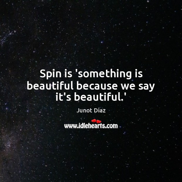 Spin is ‘something is beautiful because we say it’s beautiful.’ Image