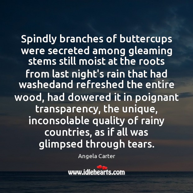 Spindly branches of buttercups were secreted among gleaming stems still moist at Image
