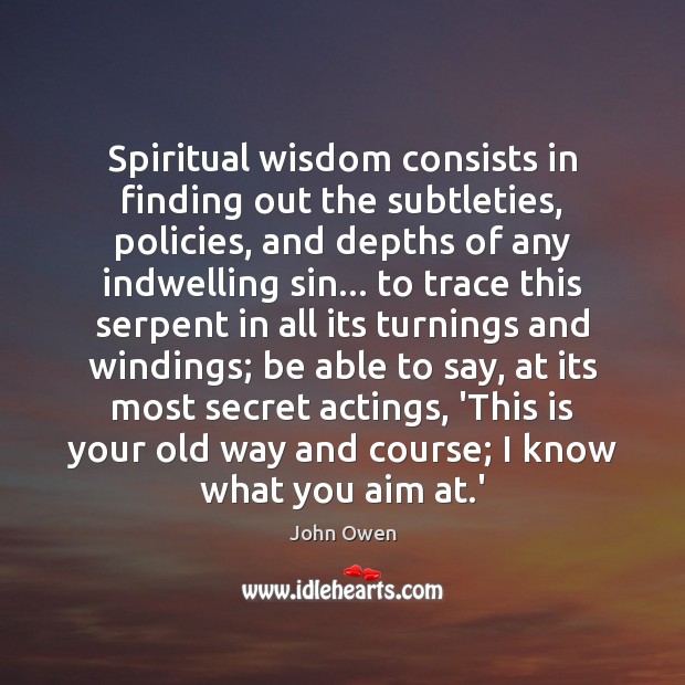 Spiritual wisdom consists in finding out the subtleties, policies, and depths of Image