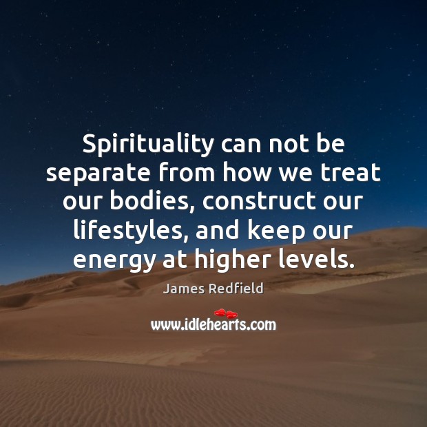 Spirituality can not be separate from how we treat our bodies, construct James Redfield Picture Quote