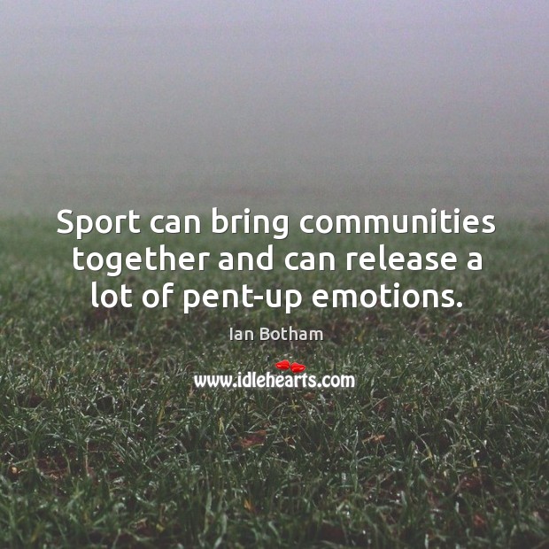 Sport can bring communities together and can release a lot of pent-up emotions. Ian Botham Picture Quote