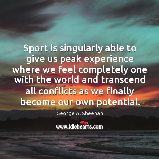 Sport is singularly able to give us peak experience where we feel Image