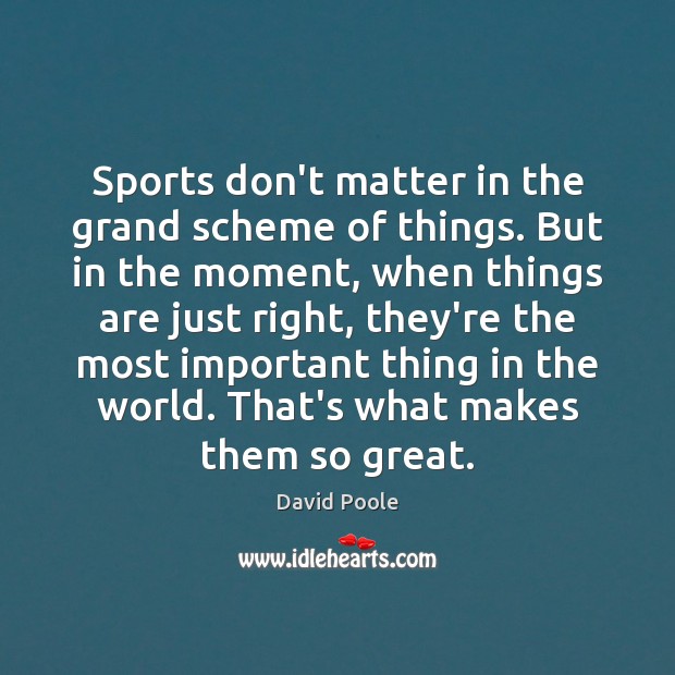 Sports don’t matter in the grand scheme of things. But in the David Poole Picture Quote
