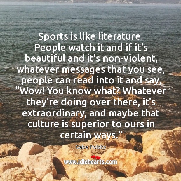 Sports is like literature. People watch it and if it’s beautiful and Gabe Polsky Picture Quote