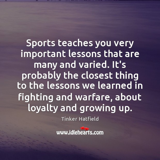 Sports teaches you very important lessons that are many and varied. It’s Tinker Hatfield Picture Quote