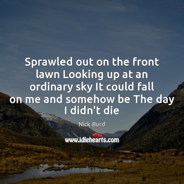 Sprawled out on the front lawn Looking up at an ordinary sky Nick Burd Picture Quote