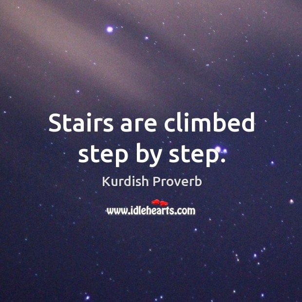 Stairs are climbed step by step. Image