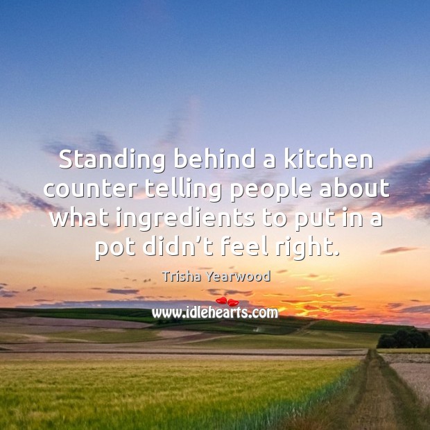 Standing behind a kitchen counter telling people about what ingredients to put in a pot didn’t feel right. Trisha Yearwood Picture Quote