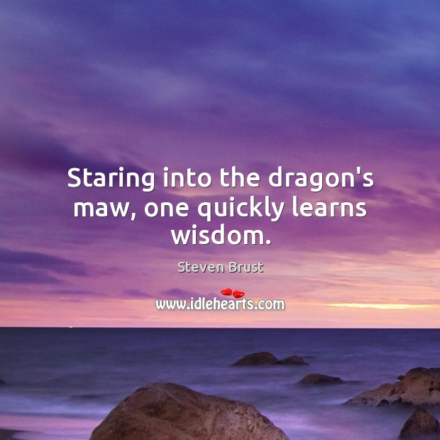 Staring into the dragon’s maw, one quickly learns wisdom. Steven Brust Picture Quote