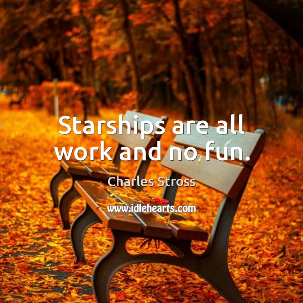 Starships are all work and no fun. Charles Stross Picture Quote