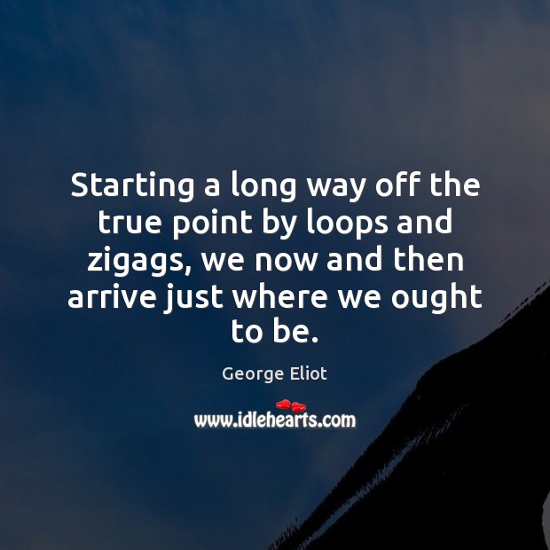 Starting a long way off the true point by loops and zigags, George Eliot Picture Quote