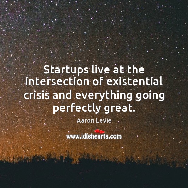 Startups live at the intersection of existential crisis and everything going perfectly Aaron Levie Picture Quote