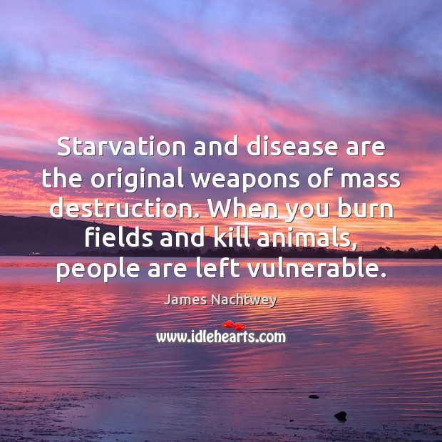 Starvation and disease are the original weapons of mass destruction. When you James Nachtwey Picture Quote