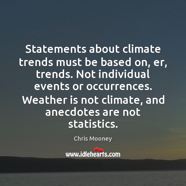 Statements about climate trends must be based on, er, trends. Not individual Image