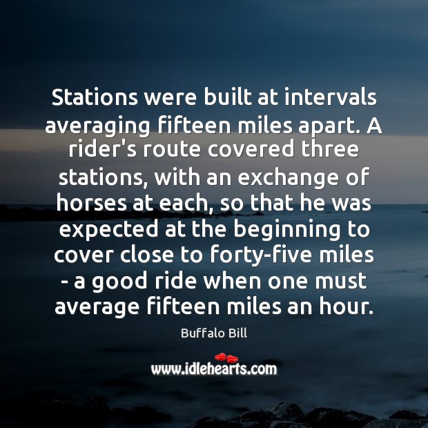 Stations were built at intervals averaging fifteen miles apart. A rider’s route Image