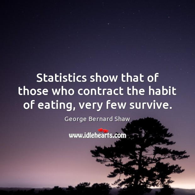 Statistics show that of those who contract the habit of eating, very few survive. George Bernard Shaw Picture Quote