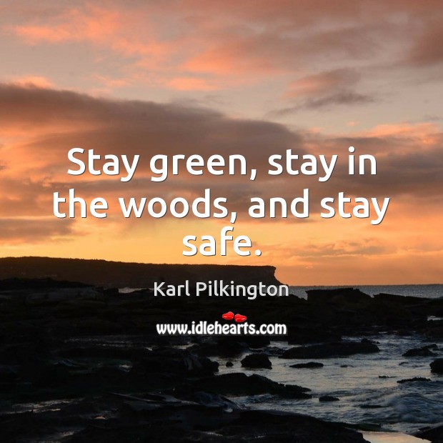 Stay green, stay in the woods, and stay safe. Karl Pilkington Picture Quote