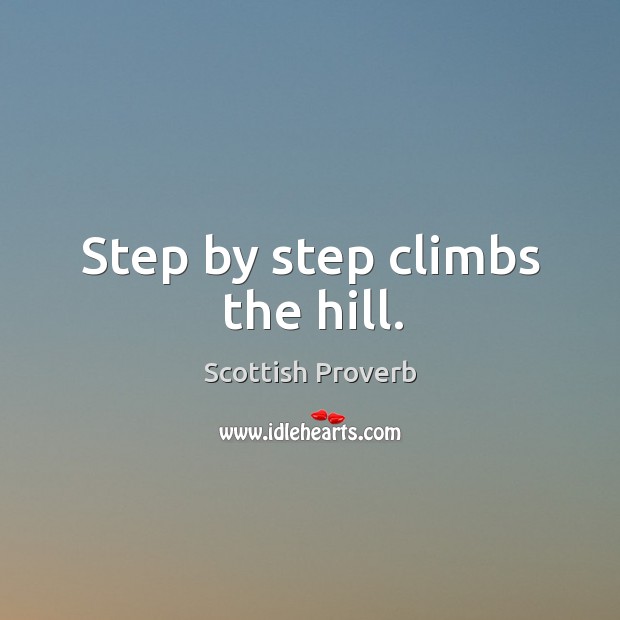 Step by step climbs the hill. Image