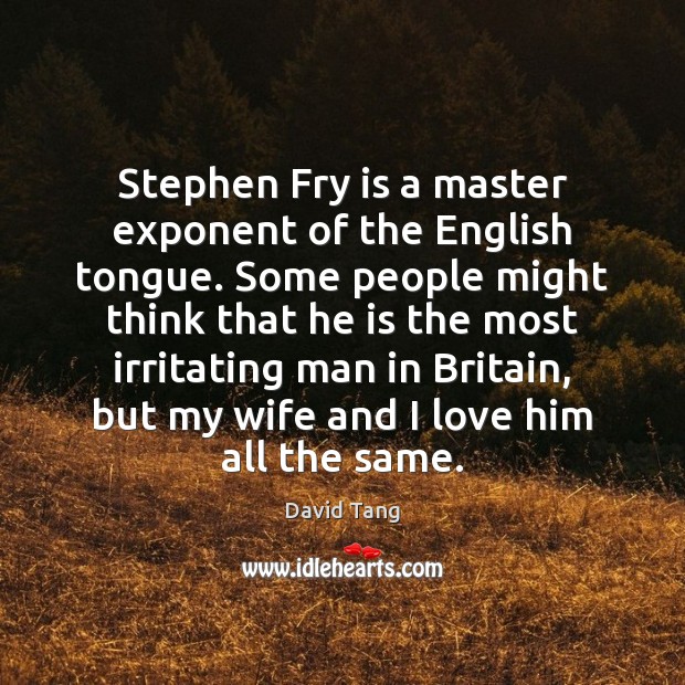 Stephen Fry is a master exponent of the English tongue. Some people David Tang Picture Quote