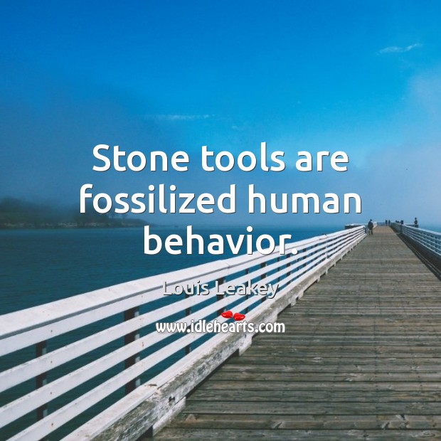 Stone tools are fossilized human behavior. Louis Leakey Picture Quote