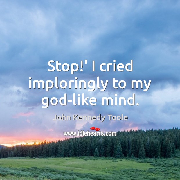 Stop!’ I cried imploringly to my God-like mind. John Kennedy Toole Picture Quote