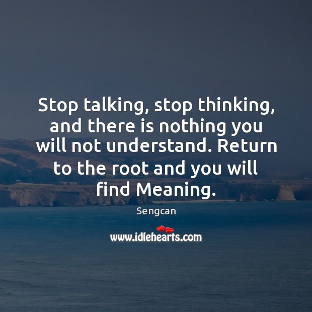 Stop talking, stop thinking, and there is nothing you will not understand. Sengcan Picture Quote