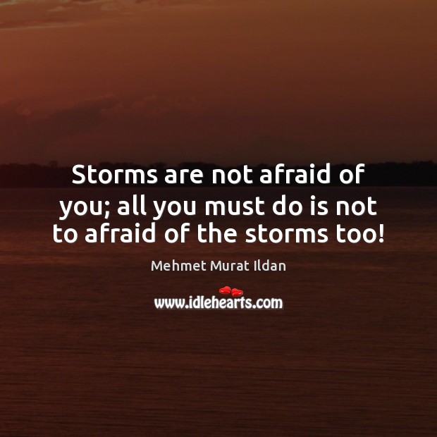 Storms are not afraid of you; all you must do is not to afraid of the storms too! Mehmet Murat Ildan Picture Quote