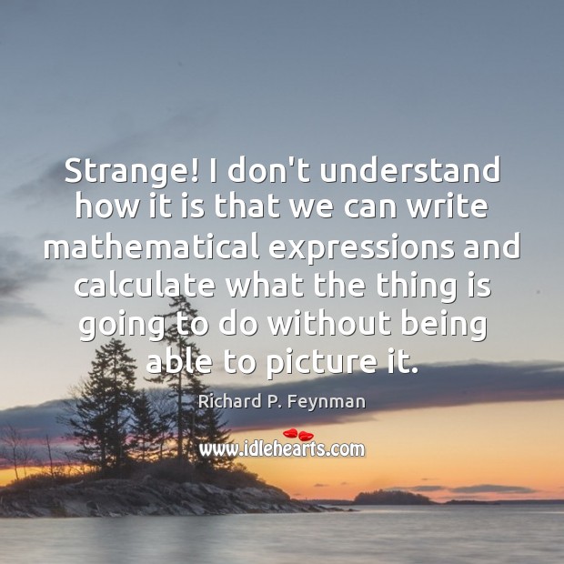 Strange! I don’t understand how it is that we can write mathematical Richard P. Feynman Picture Quote