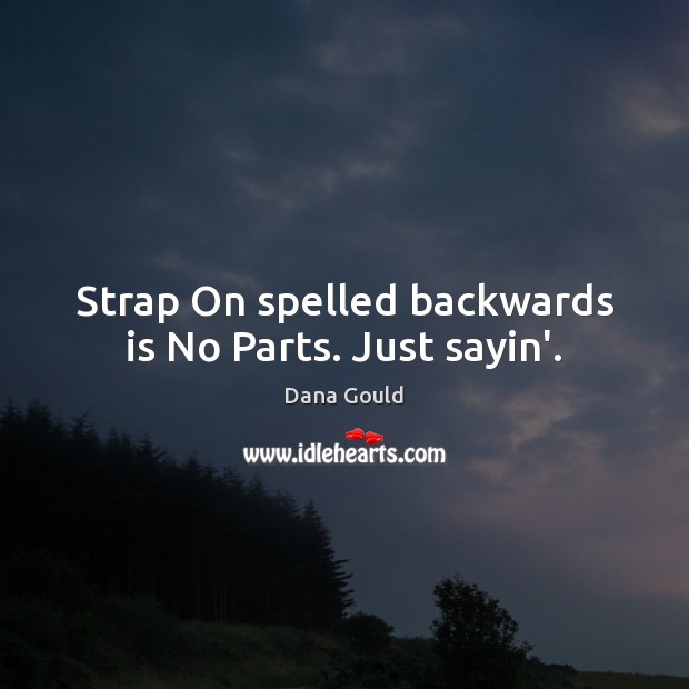 Strap On spelled backwards is No Parts. Just sayin’. Image