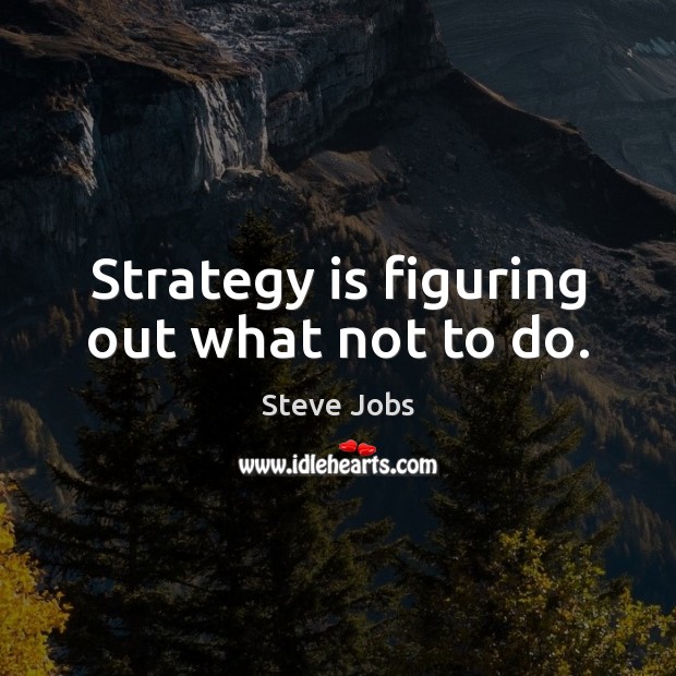 Strategy is figuring out what not to do. Steve Jobs Picture Quote