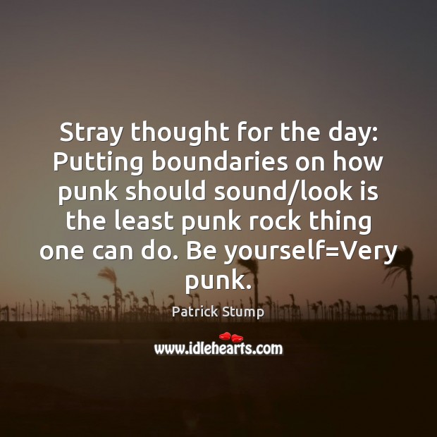 Stray thought for the day: Putting boundaries on how punk should sound/ Patrick Stump Picture Quote