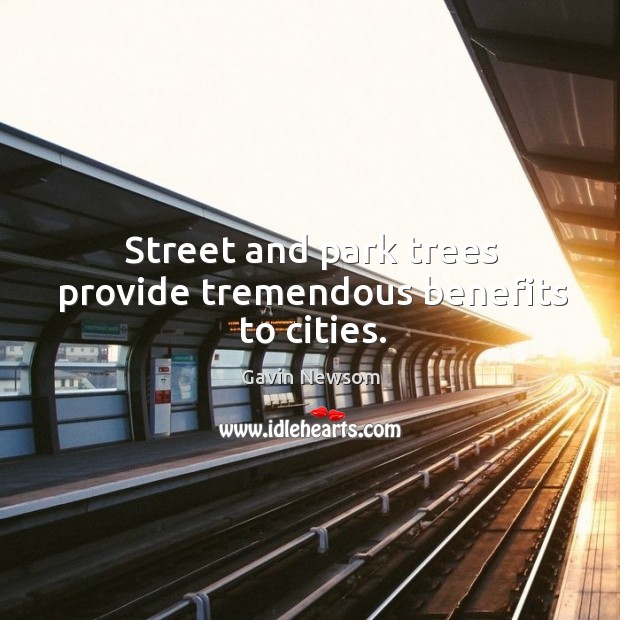 Street and park trees provide tremendous benefits to cities. Gavin Newsom Picture Quote