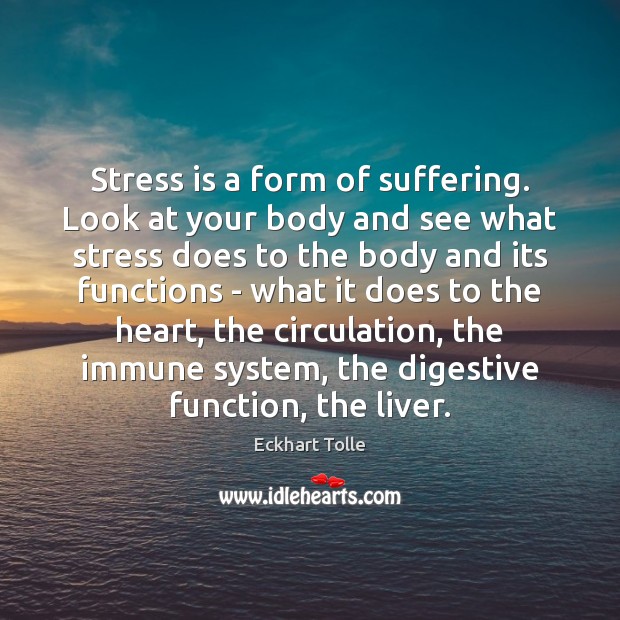 Stress is a form of suffering. Look at your body and see Image