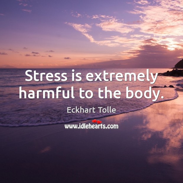 Stress is extremely harmful to the body. Eckhart Tolle Picture Quote