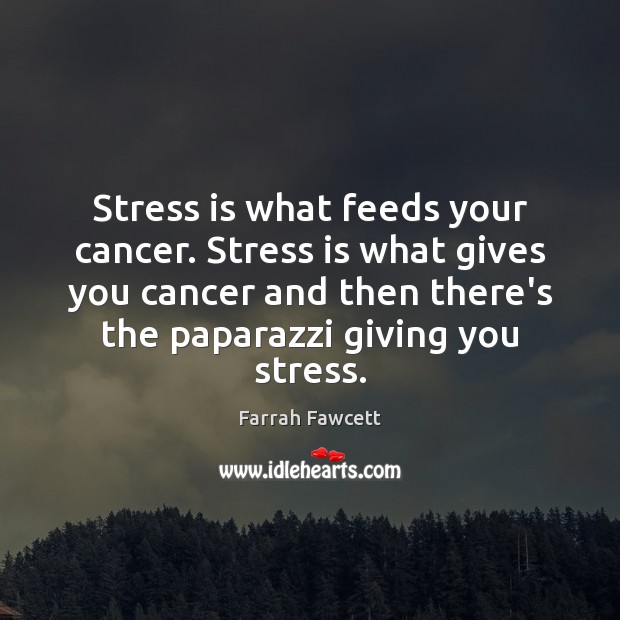 Stress is what feeds your cancer. Stress is what gives you cancer Image