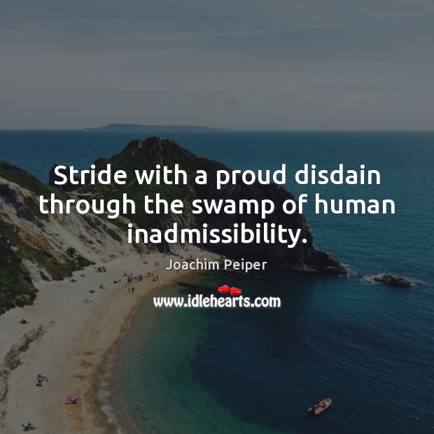 Stride with a proud disdain through the swamp of human inadmissibility. Joachim Peiper Picture Quote
