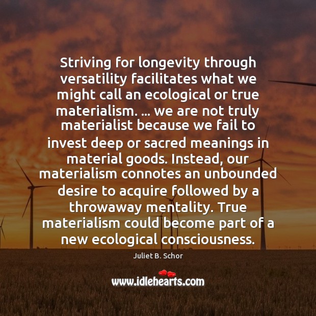Striving for longevity through versatility facilitates what we might call an ecological Juliet B. Schor Picture Quote