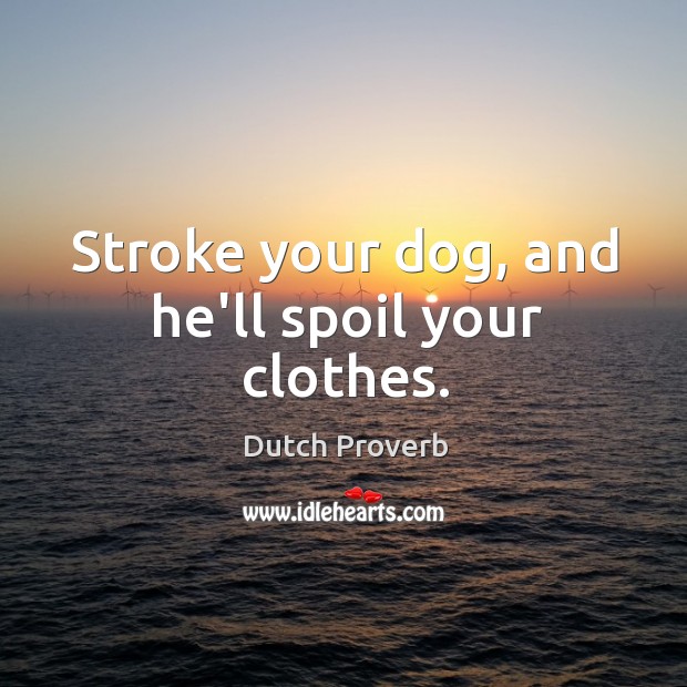 Stroke your dog, and he’ll spoil your clothes. Dutch Proverbs Image