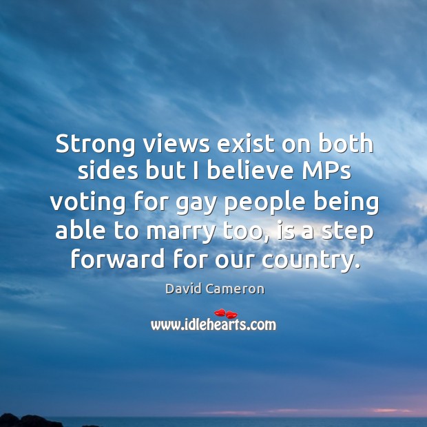 Strong views exist on both sides but I believe MPs voting for David Cameron Picture Quote