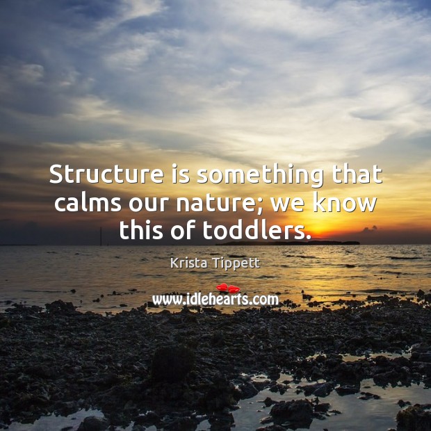 Structure is something that calms our nature; we know this of toddlers. Krista Tippett Picture Quote
