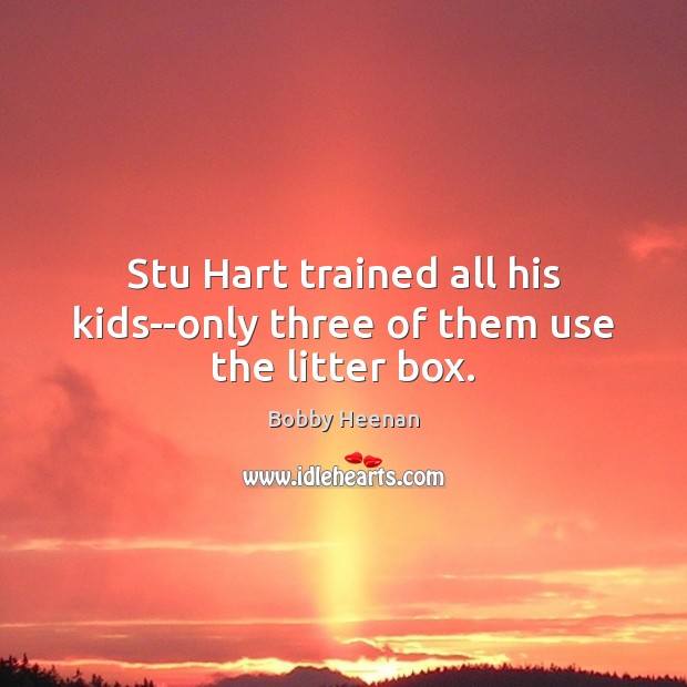 Stu Hart trained all his kids–only three of them use the litter box. Bobby Heenan Picture Quote