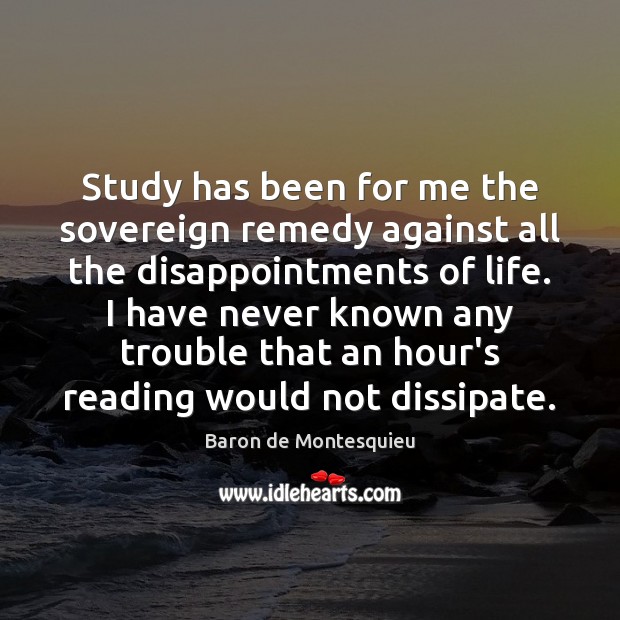 Study has been for me the sovereign remedy against all the disappointments 