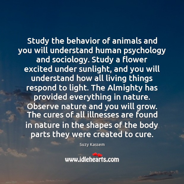 Study the behavior of animals and you will understand human psychology and Suzy Kassem Picture Quote