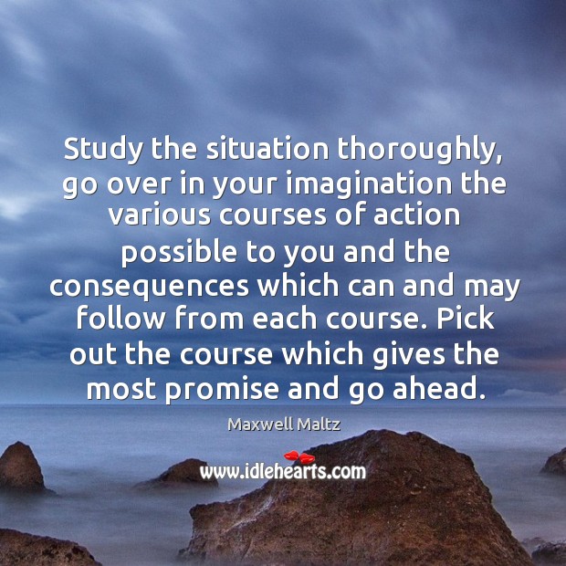 Study the situation thoroughly, go over in your imagination the various courses Image