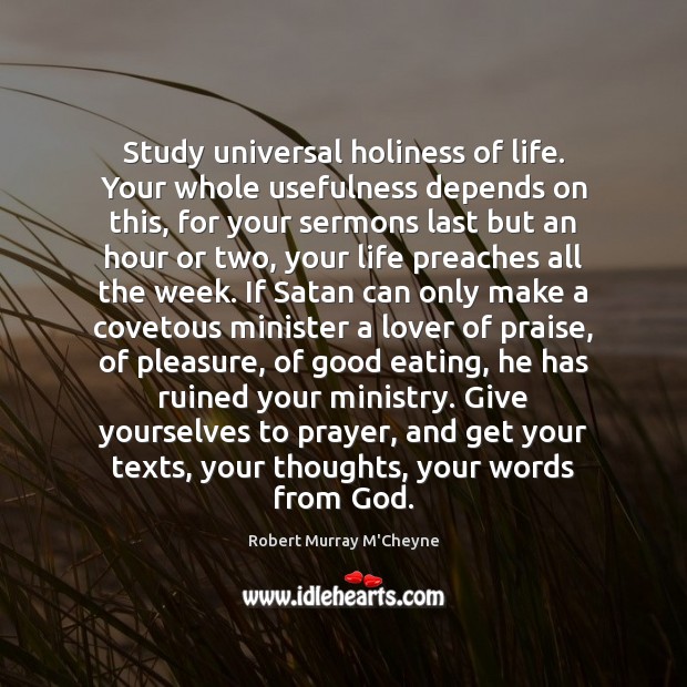 Study universal holiness of life. Your whole usefulness depends on this, for Robert Murray M’Cheyne Picture Quote