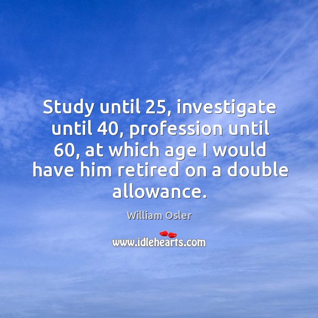 Study until 25, investigate until 40, profession until 60 Image